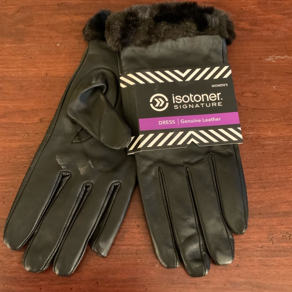 Isotoner Leather Gloves Size 8 NWT
